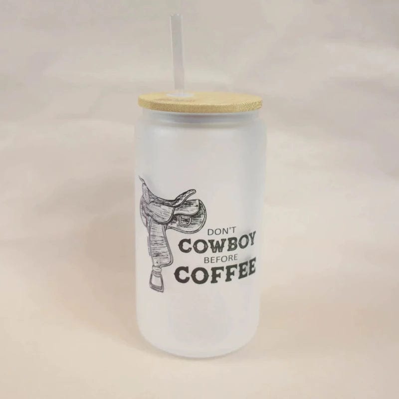 Country Allure Gifts & Homewares Frosted Country Allure Glass Tumbler Cowboy (CATUMBLERCOW)