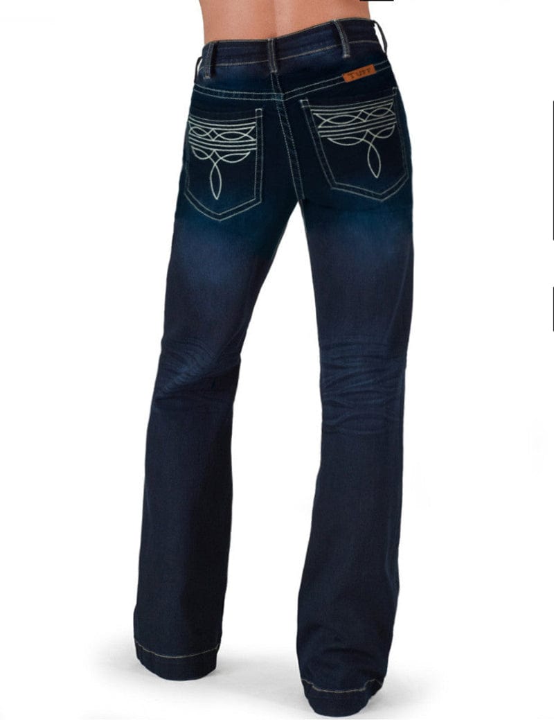 Cowgirl Tuff Womens Jeans 25x33 / Dark Wash Cowgirl Tuff Jeans Womens Boot Stitch High Rise