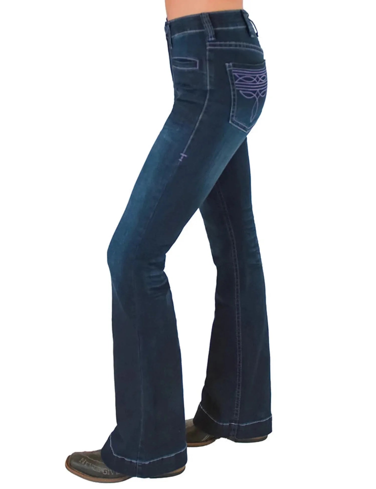 Cowgirl Tuff Womens Jeans Cowgirl Tuff Jeans Womens Purple Bootstitch Trouser High Rise
