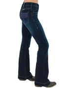 Cowgirl Tuff Womens Jeans Cowgirl Tuff Jeans Womens Purple Bootstitch Trouser High Rise