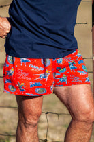 Crowbar Mens Shorts 30 / Red Mens Crowbar Chainsaw Print Shorts