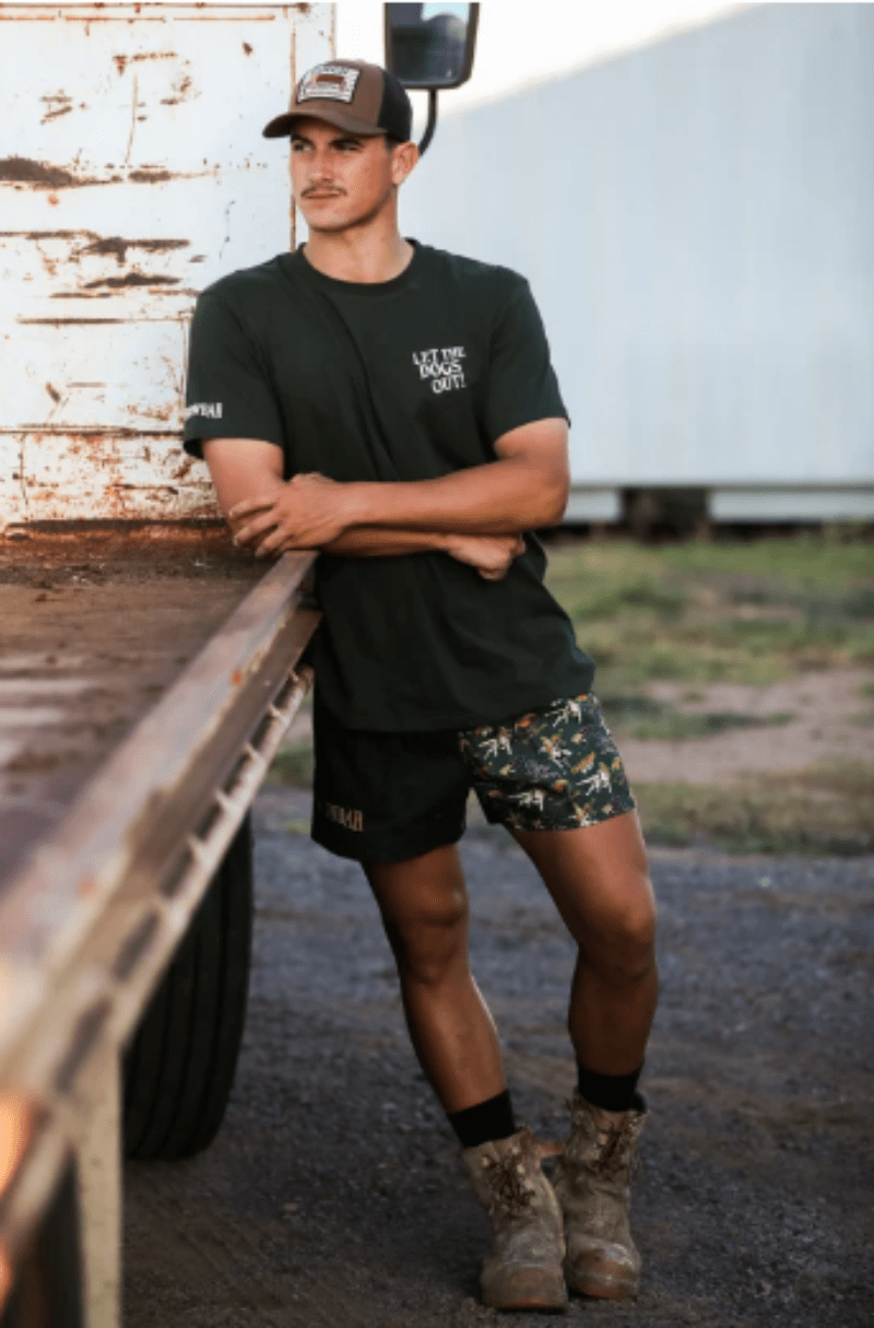 Crowbar Mens Shorts 34in / Heritage Green/Chainsaw Cowbar Shorts Mens Pauly Harlequin Drill