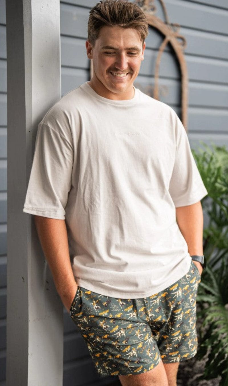 Crowbar Mens Shorts Crowbar Mens Iconic Chainsaw Board Shorts Heritage Green