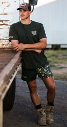 Crowbar Mens Shorts Crowbar Mens Pauly Shorts Harlequin Drill Heriatge Green & Chainsaw