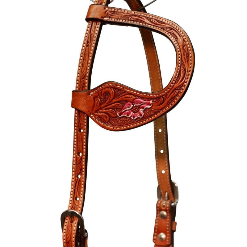 Fort Worth Bridles Fort Worth Headstall One Ear Pink Floral