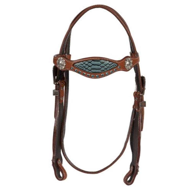 Fort Worth Bridles Turquoise Fort Worth Headstall Crocodile (FOR20-1015)