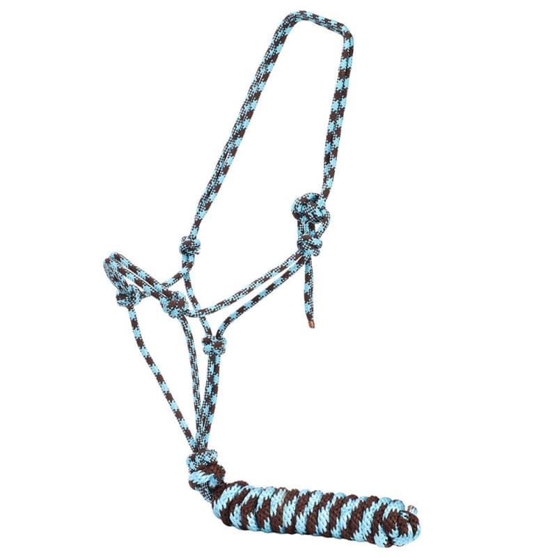 Fort Worth Halters Chocolate/Turquoise Fort Worth Rope Halter and Lead Set (FOR3500)