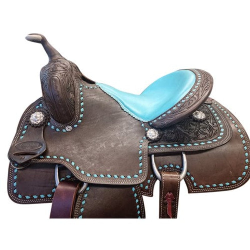 Fort Worth Saddles Fort Worth Barrel Saddle Optiflex Tree Brown with Turquoise (FOR0310)