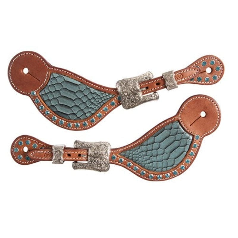 Fort Worth Spur Straps Fort Worth Crocodile Turquoise Spur Straps (FOR23-1015)