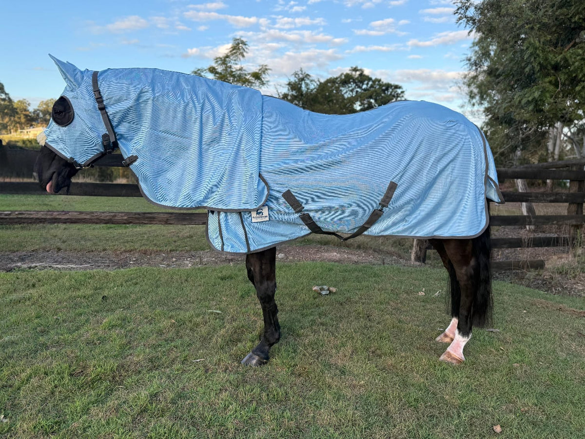 G Country Summer Horse Rugs 3ft6 / Light Blue G Country Hooded Combo Deluxe Mesh Mini