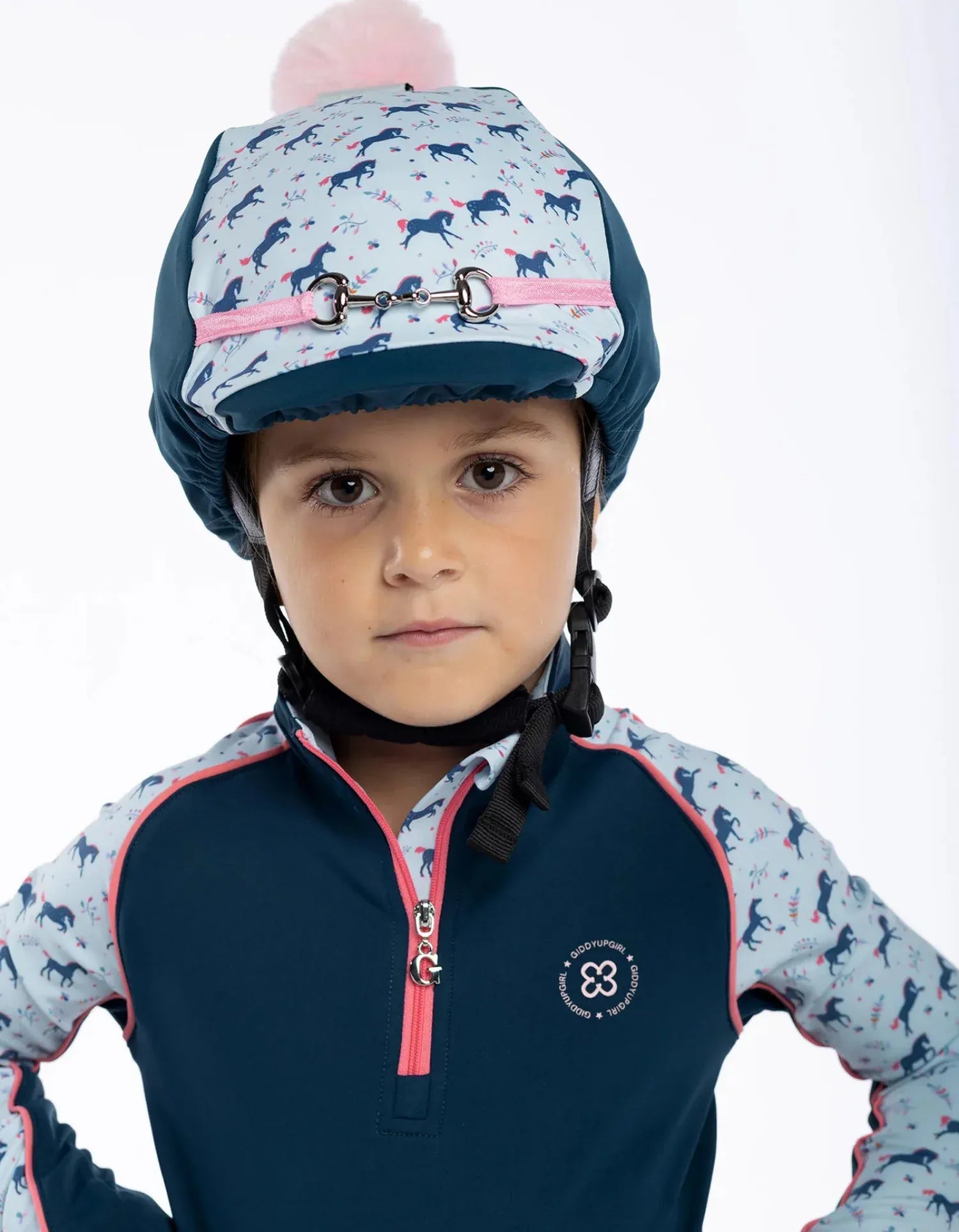 Giddy Up Girl Helmet Accessories Teal/Horse Print Giddy Up Girl Helmet Cover Rosalind