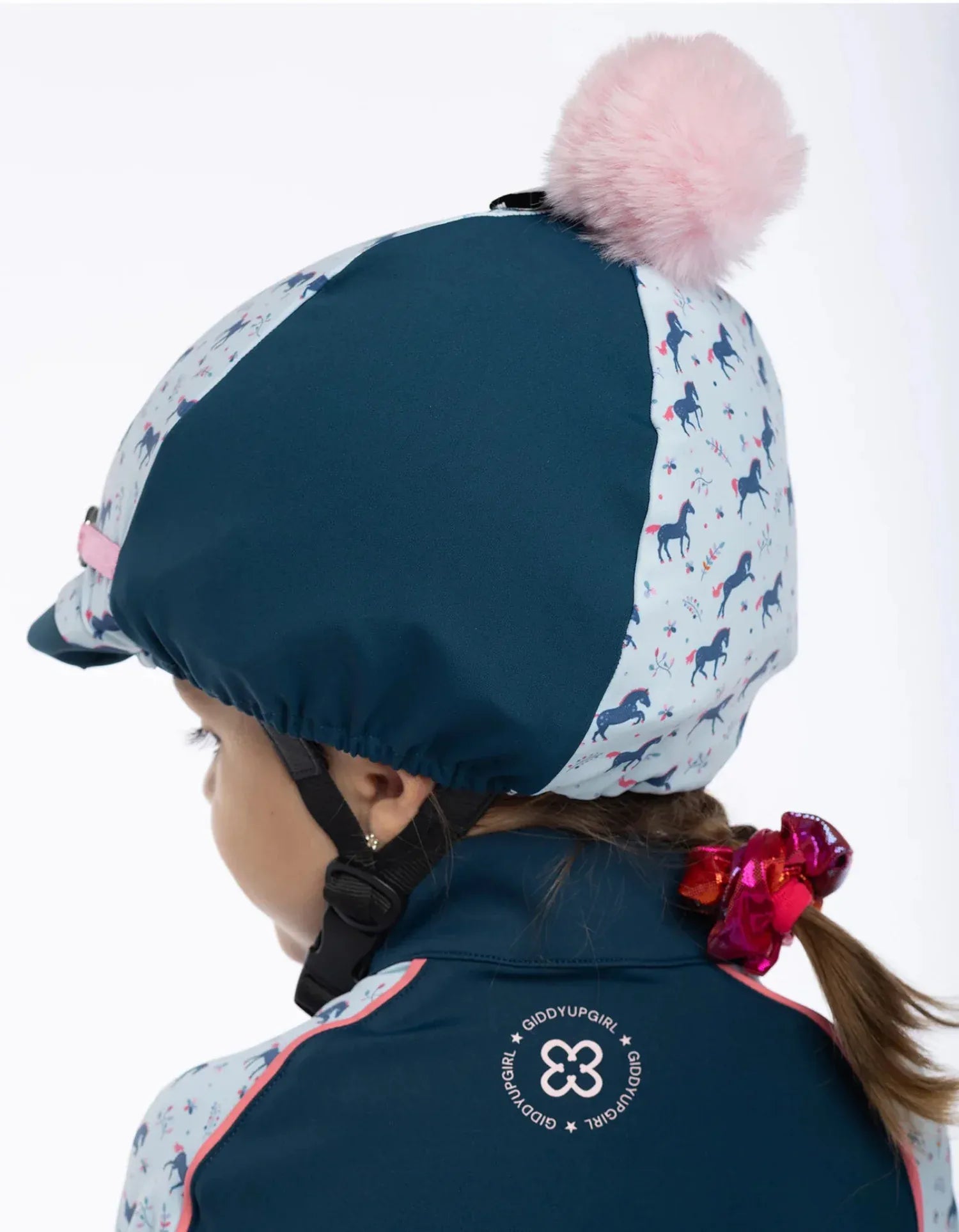 Giddy Up Girl Helmet Accessories Teal/Horse Print Giddy Up Girl Helmet Cover Rosalind