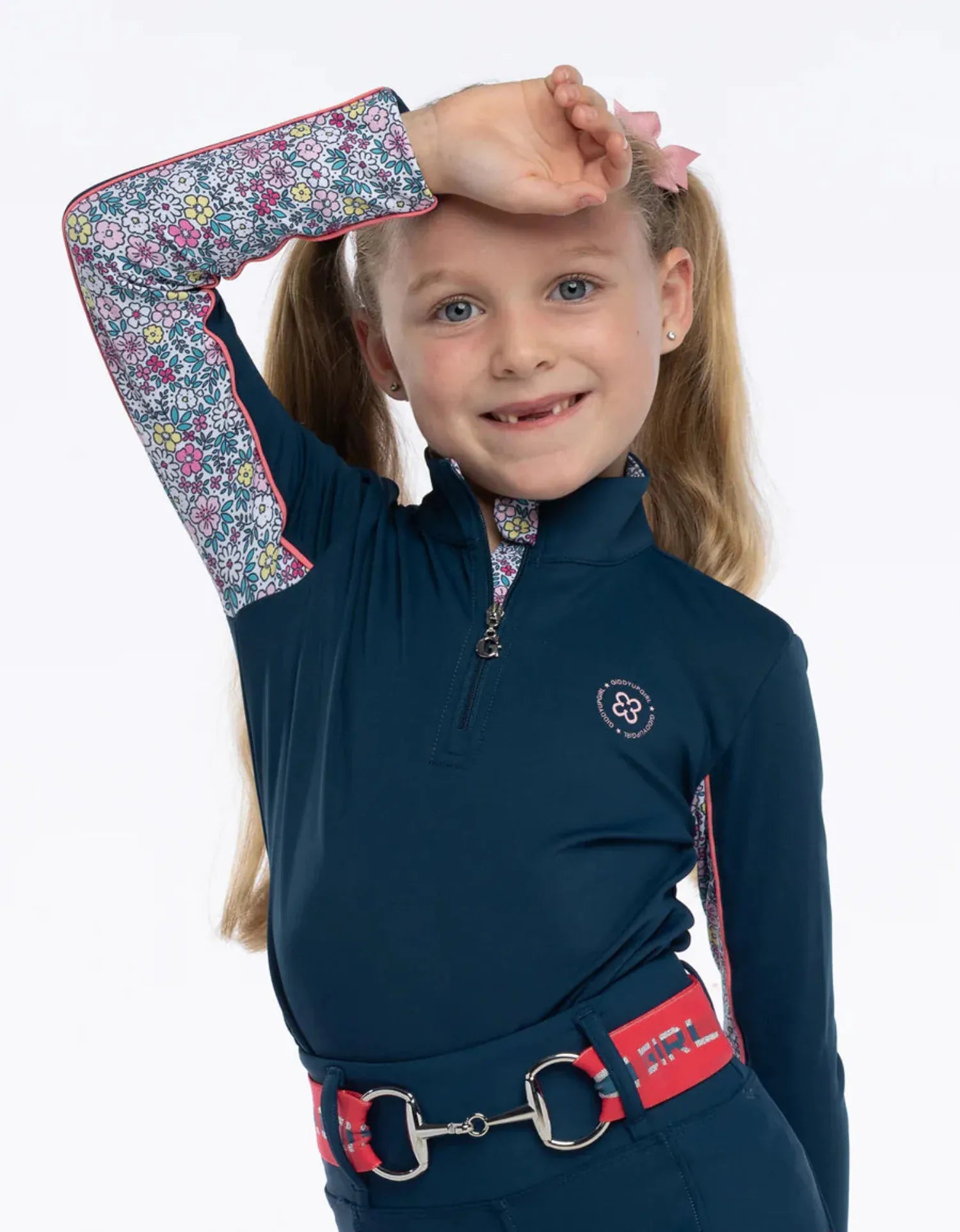 Giddy Up Girl Kids Riding Tops - Jackets 12 / Teal/Pink Giddy Up Girl Baselayer Girls Bea
