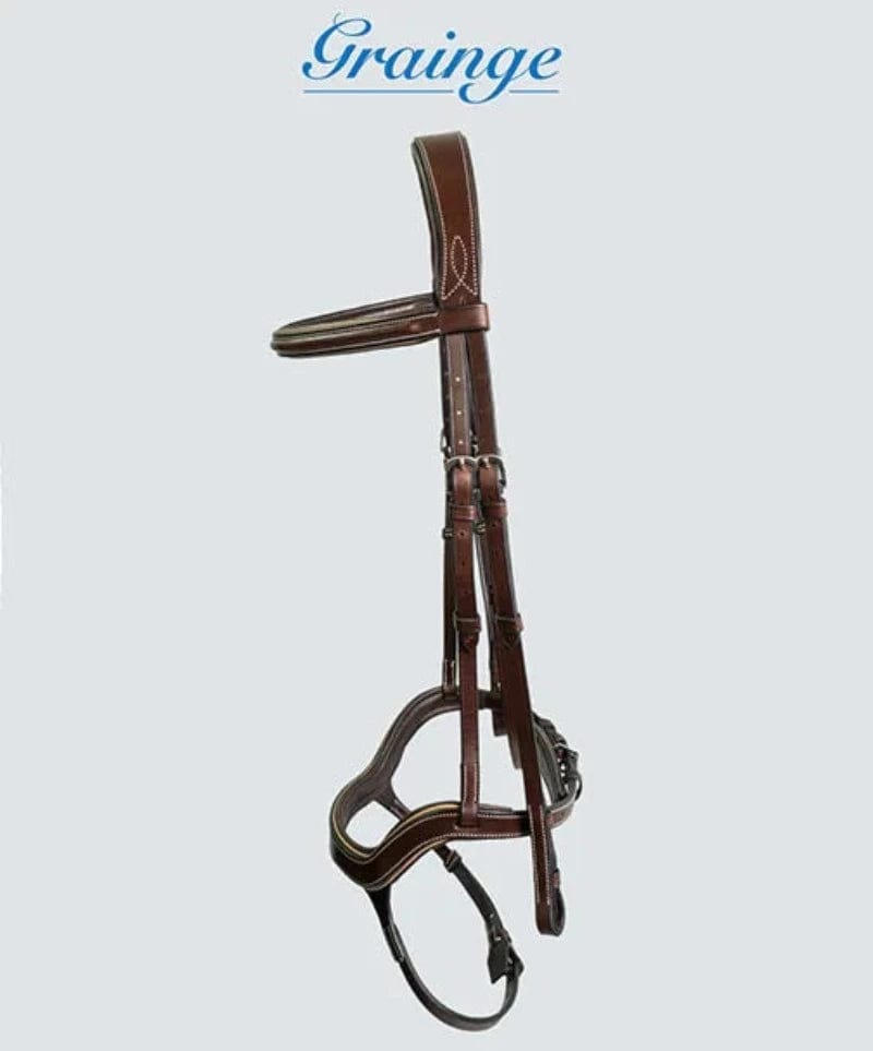 Grainge Bridles Cob / Brown Grainge Eventing Bridle with Brown/Beige Piping (GRE3B3BRNC)