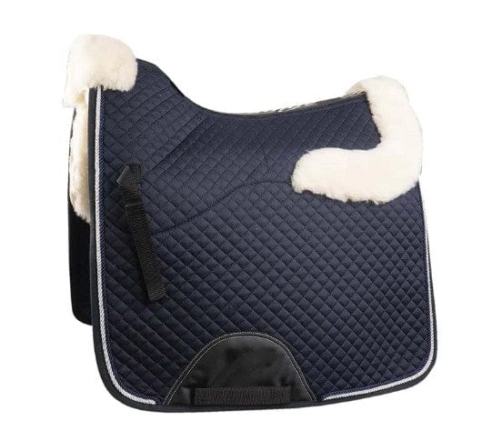 Grainge Saddle Pads English Full / Navy/White Grainge Dressage Saddlecloth with Merino Wool Sheepskin