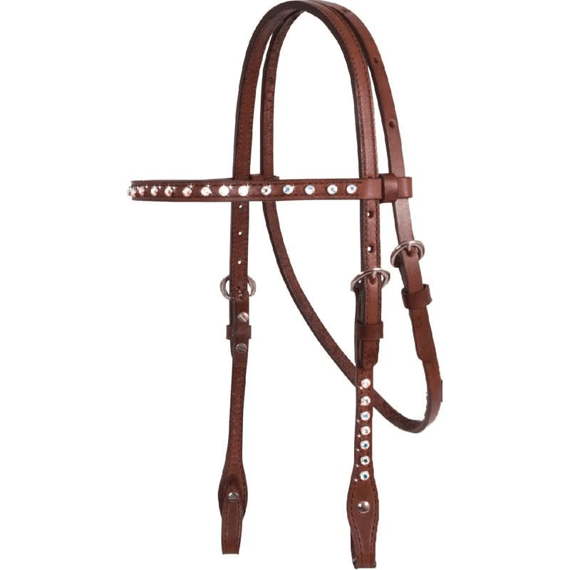 Gympie Saddleworld Bridles Russet Straight Brow Bridle with AB Stones