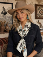 Gympie Saddleworld & Country Clothing Bandanas - Scarves 28x28in / Ivory/Multi Wild Rag Western Print