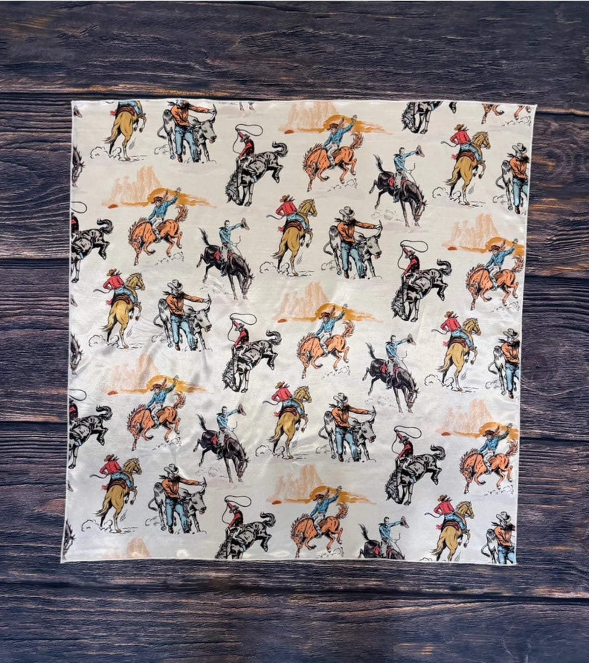 Gympie Saddleworld & Country Clothing Bandanas - Scarves 28x28in / Ivory/Multi Wild Rag Western Print