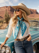 Gympie Saddleworld & Country Clothing Bandanas - Scarves 36x36in / Turquoise Wild Rag Western Cowboy Print