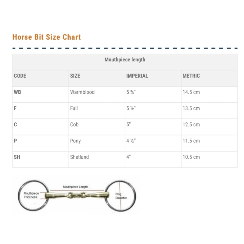 Gympie Saddleworld & Country Clothing Bits Loose Ring Training Snaffle with No pinch Rings (2378-2379GROUP)