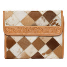 Gympie Saddleworld & Country Clothing Gifts - Homewares Tan/White Patchwork Cowhide & Leather Makeup Bag