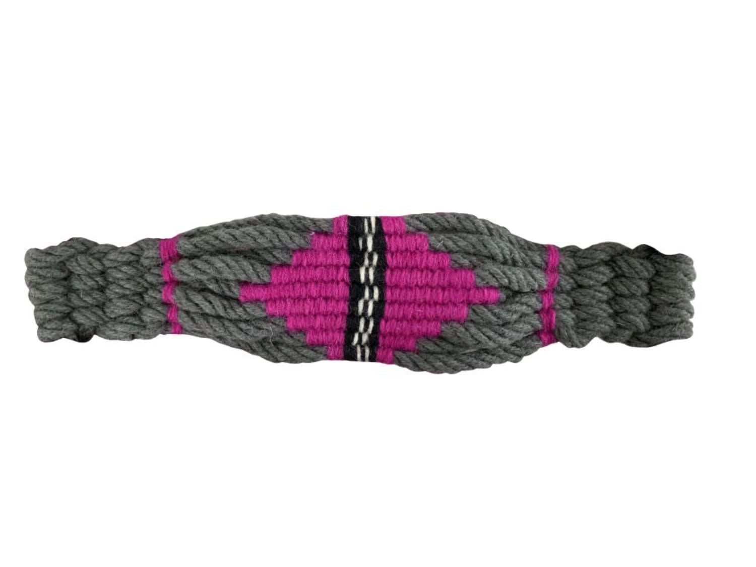 Gympie Saddleworld & Country Clothing Halters Pink/Grey Showman Halter & Lead Set Nylon Mule Tape with Mohair Noseband