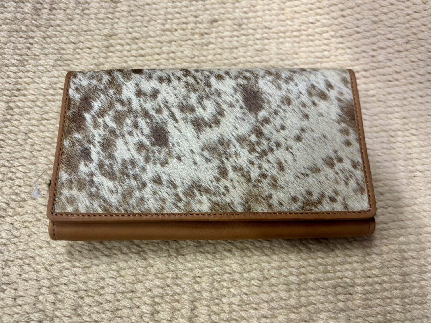 Gympie Saddleworld & Country Clothing Handbags - Wallets Tan/White Cowhide Trifold Wallet