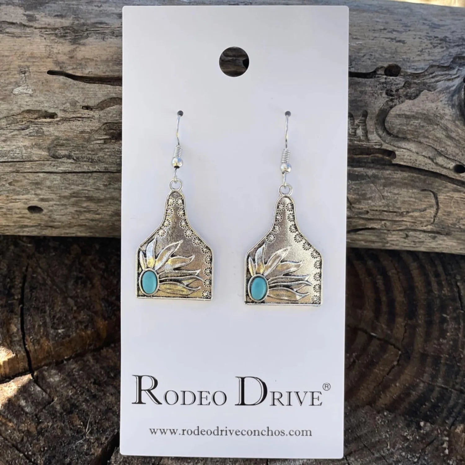 Gympie Saddleworld & Country Clothing Jewellery Cow Tag Earrings with Turquoise