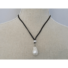 Gympie Saddleworld & Country Clothing Jewellery Pearl Necklace Baroque with Short Black Suede