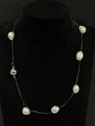 Gympie Saddleworld & Country Clothing Jewellery Pearl Necklace Natural 45cm Black Metallic Thread with Magnet Clasp