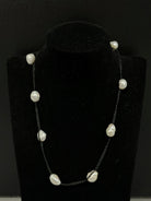 Gympie Saddleworld & Country Clothing Jewellery Pearl Necklace Natural 45cm Black Metallic Thread with Magnet Clasp