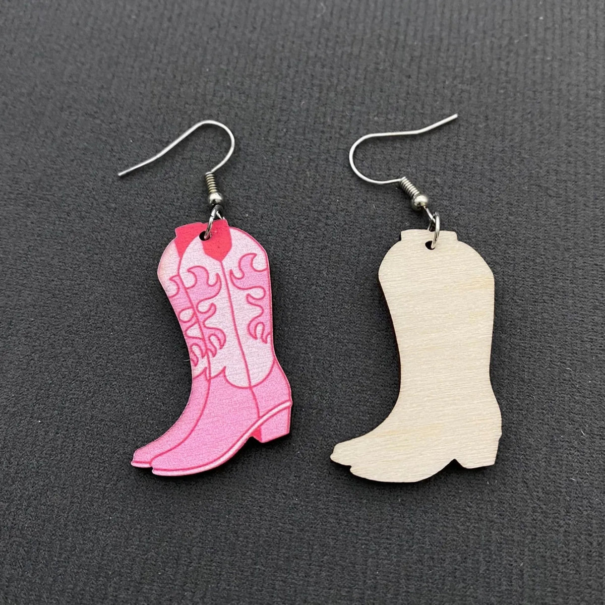 Gympie Saddleworld & Country Clothing Jewellery Pink Western Cowboy Boot Earrings Dangle