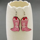 Gympie Saddleworld & Country Clothing Jewellery Pink Western Cowboy Boot Earrings Dangle