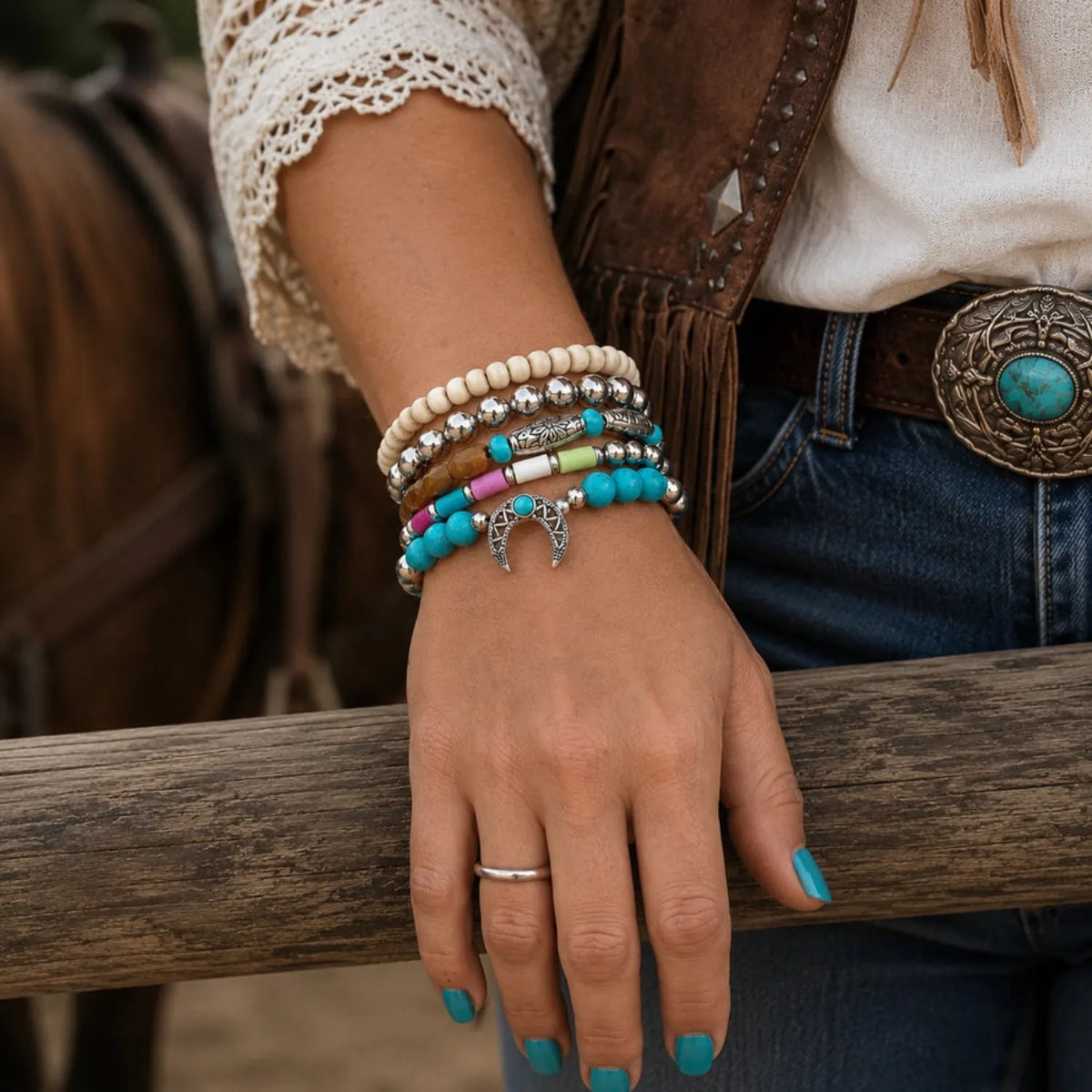Gympie Saddleworld & Country Clothing Jewellery Southwest Cresent Bracelet Stack