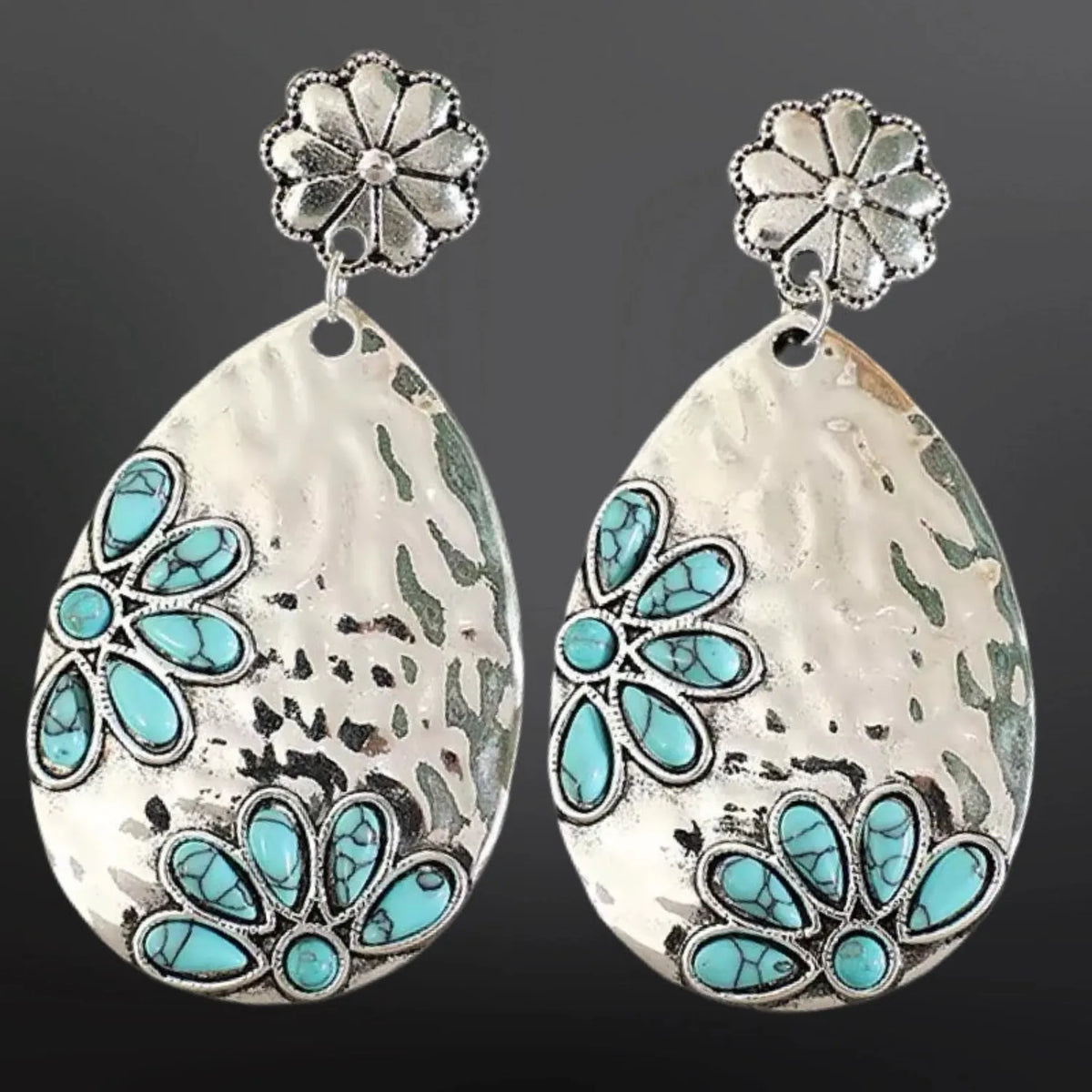 Gympie Saddleworld & Country Clothing Jewellery Turquoise Earrings Cluster Teardrop