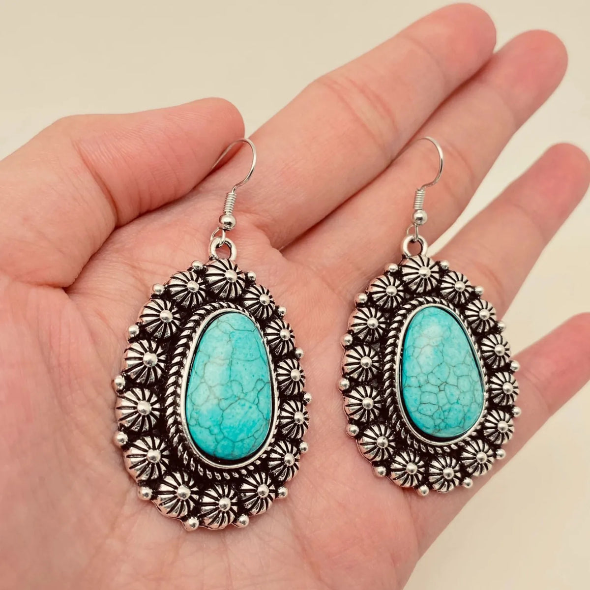 Gympie Saddleworld & Country Clothing Jewellery Turquoise Geometric Pattern Earrings