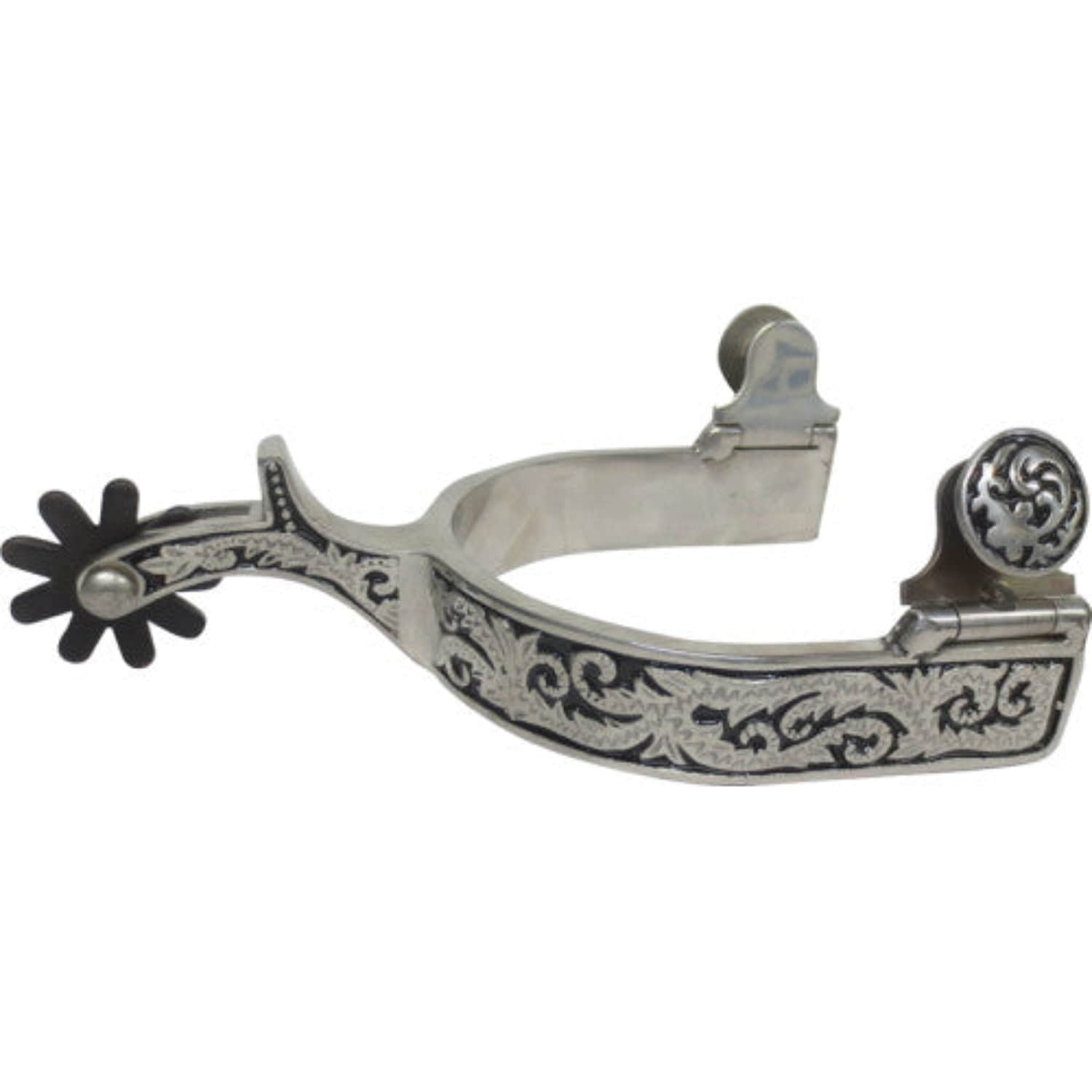 Gympie Saddleworld & Country Clothing Spurs Black with Floral Inlay Spurs