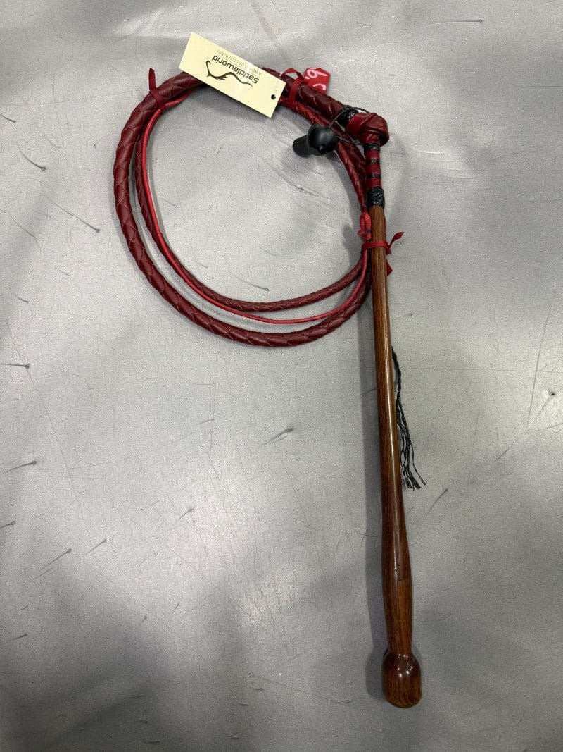 Gympie Saddleworld & Country Clothing Whips 5ft9 Handmade Red Hide Wooden Handle Stockwhip