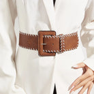 Gympie Saddleworld & Country Clothing Womens Belts Brown Leather Belt Womens with Woven Design 5.5cm Width