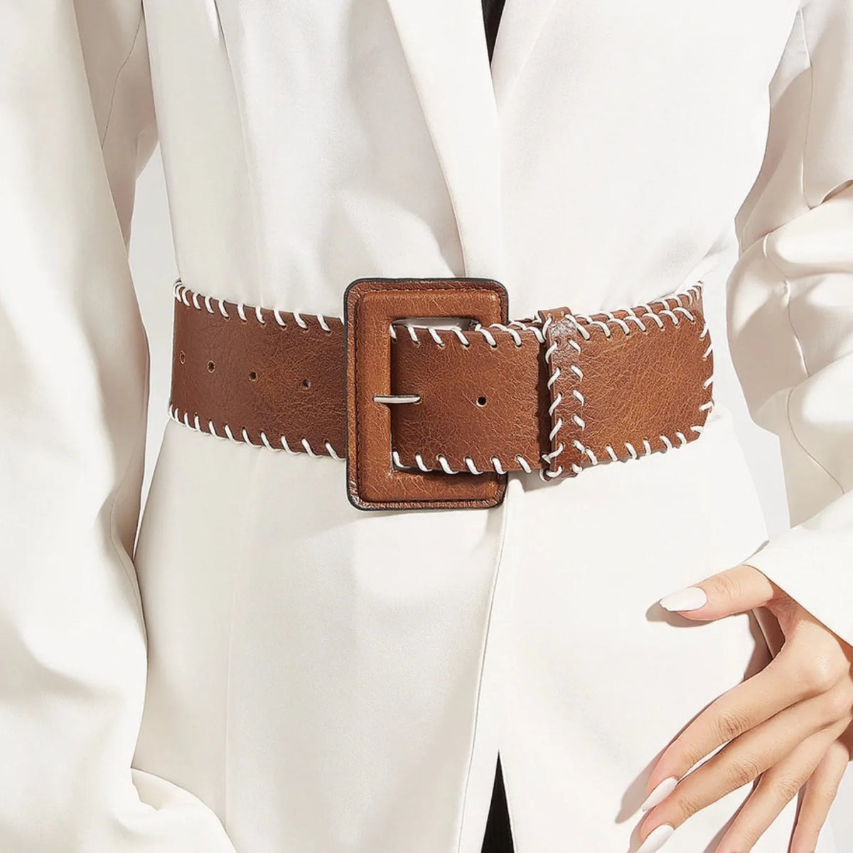 Gympie Saddleworld & Country Clothing Womens Belts Brown Leather Belt Womens with Woven Design 5.5cm Width