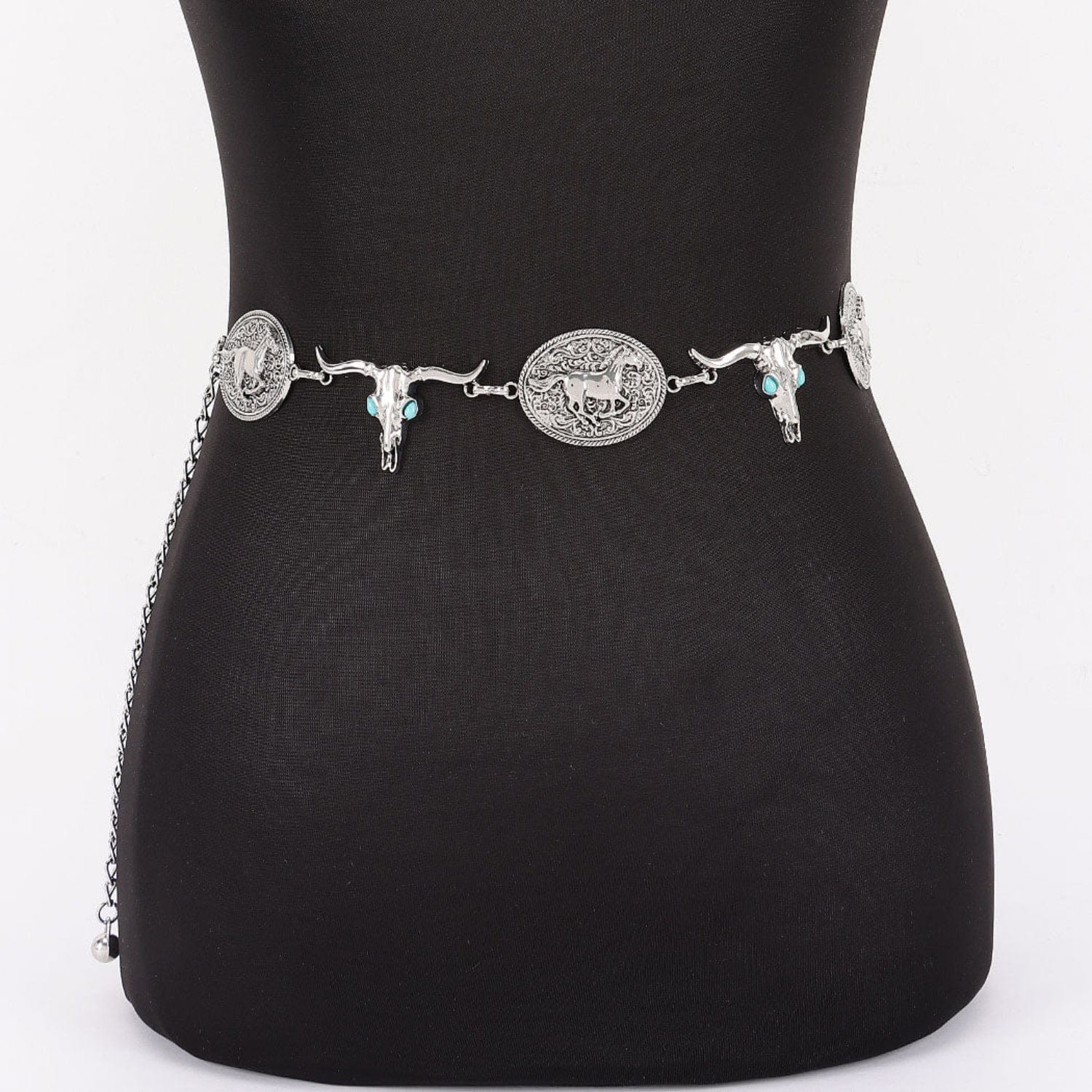 Gympie Saddleworld & Country Clothing Womens Belts Western Chain Belt Longhorn & Running Horses
