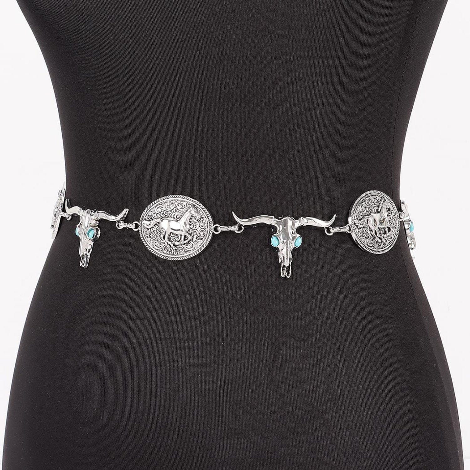 Gympie Saddleworld & Country Clothing Womens Belts Western Chain Belt Longhorn & Running Horses