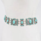 Gympie Saddleworld & Country Clothing Womens Belts Western Chain Belt Multi Metal with Turquoise