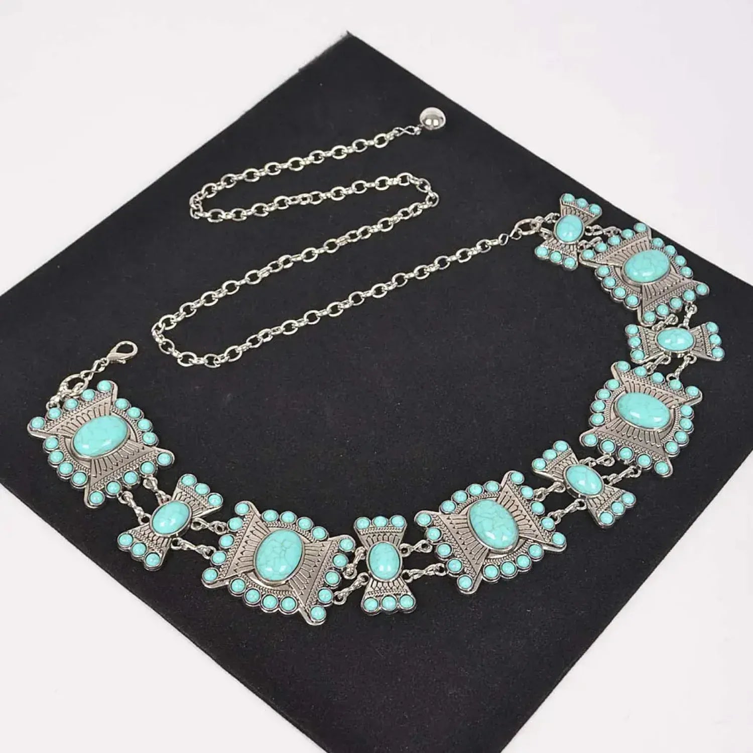 Gympie Saddleworld & Country Clothing Womens Belts Western Chain Belt Multi Metal with Turquoise