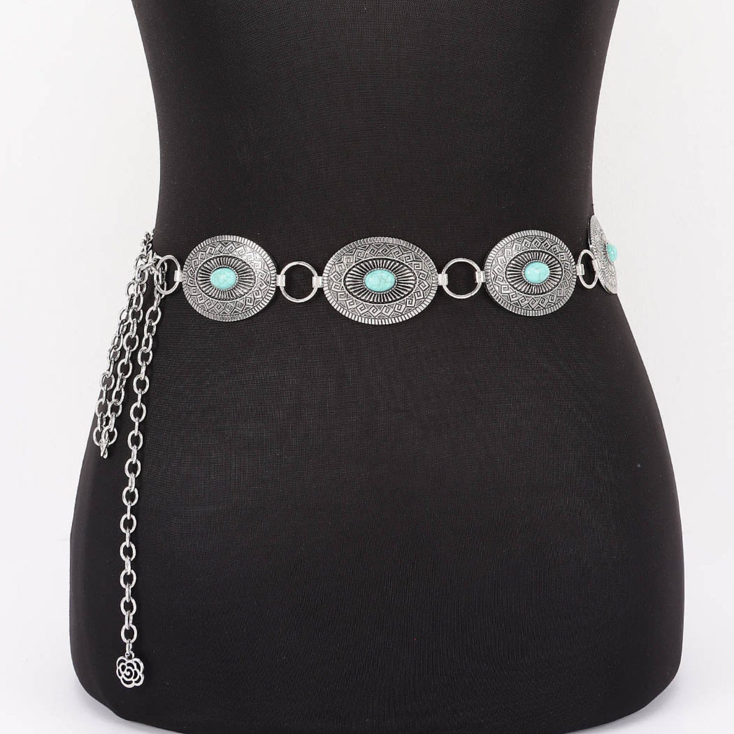 Gympie Saddleworld & Country Clothing Womens Belts Western Chain Belt Oval Concho Patterned