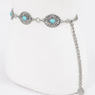 Gympie Saddleworld & Country Clothing Womens Belts Western Chain Belt Rounded Concho Turquoise
