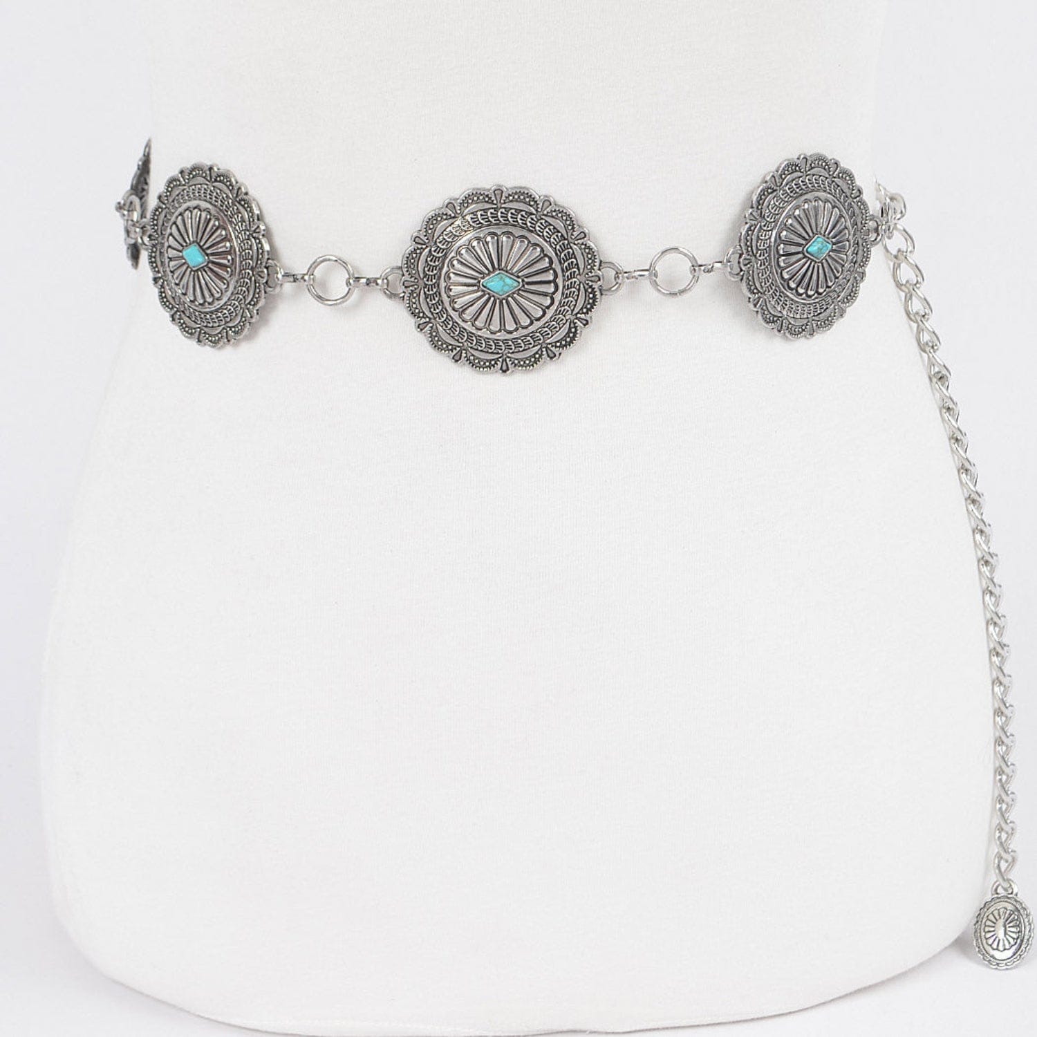 Gympie Saddleworld & Country Clothing Womens Belts Western Chain Belt Turquoise Stones