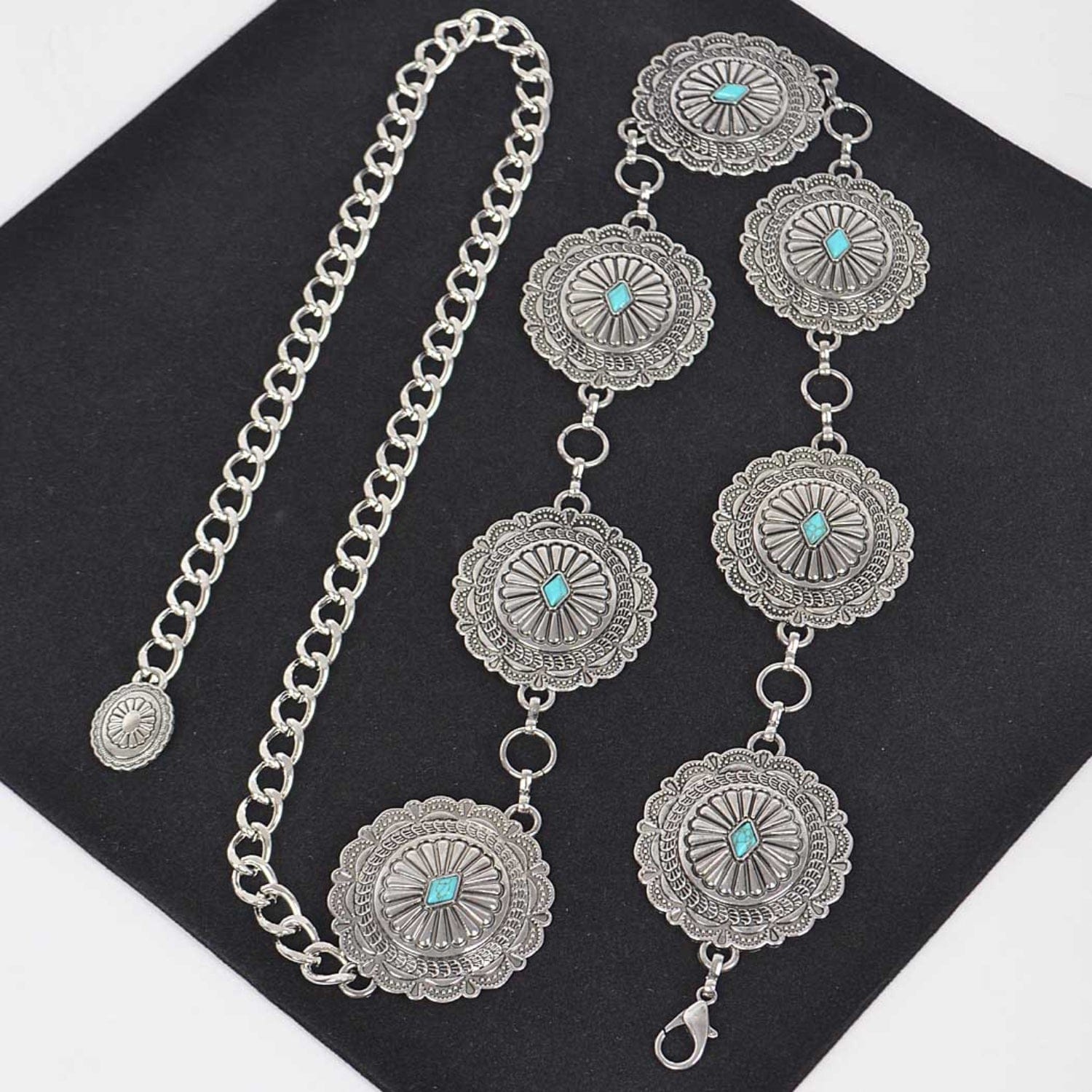 Gympie Saddleworld & Country Clothing Womens Belts Western Chain Belt Turquoise Stones