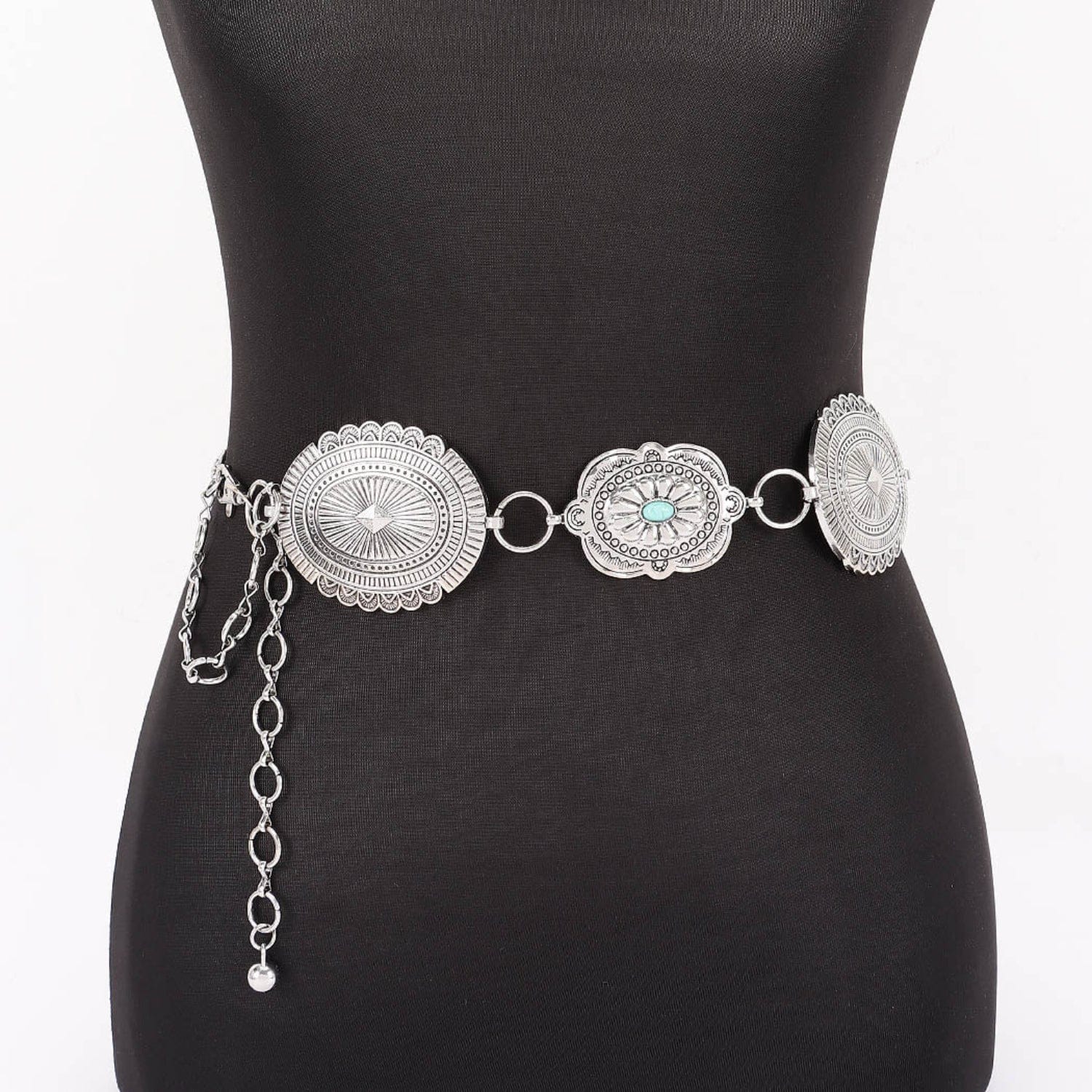 Gympie Saddleworld & Country Clothing Womens Belts Western Chain Belt Vintage Style Engraved Medallion
