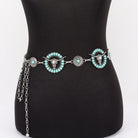 Gympie Saddleworld & Country Clothing Womens Belts Western Vintage Chain Belt with Longhorn Turquoise